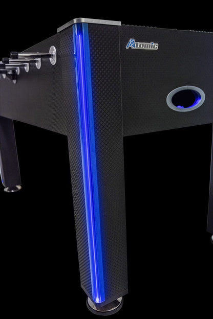 Azure LED Light up Foosball Table with Interactive Inrail LED Lighting and Cascading Effects Paired with in Game Music
