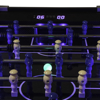 Azure LED Light up Foosball Table with Interactive Inrail LED Lighting and Cascading Effects Paired with in Game Music