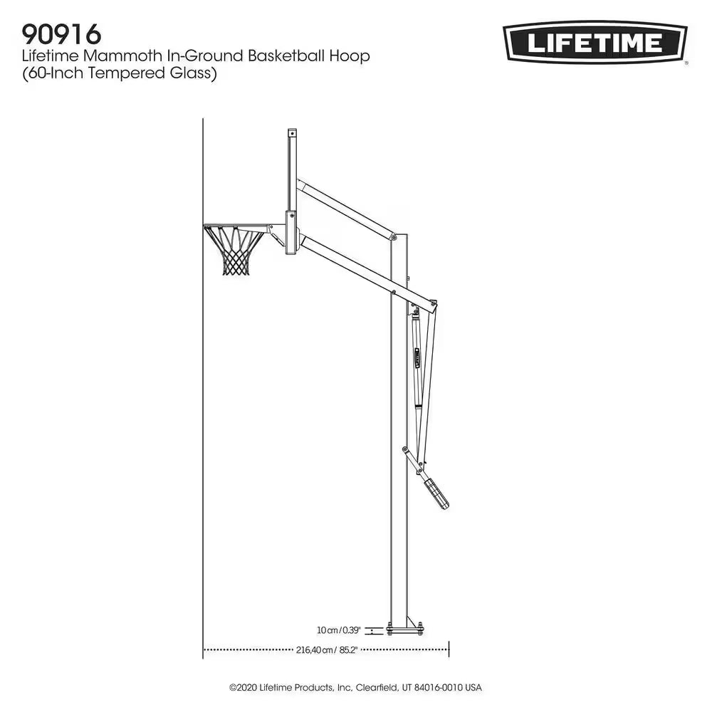 60 In. Tempered Glass Mammoth Bolt down Basketball Hoop