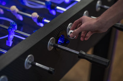 Azure LED Light up Foosball Table with Interactive Inrail LED Lighting and Cascading Effects Paired with in Game Music