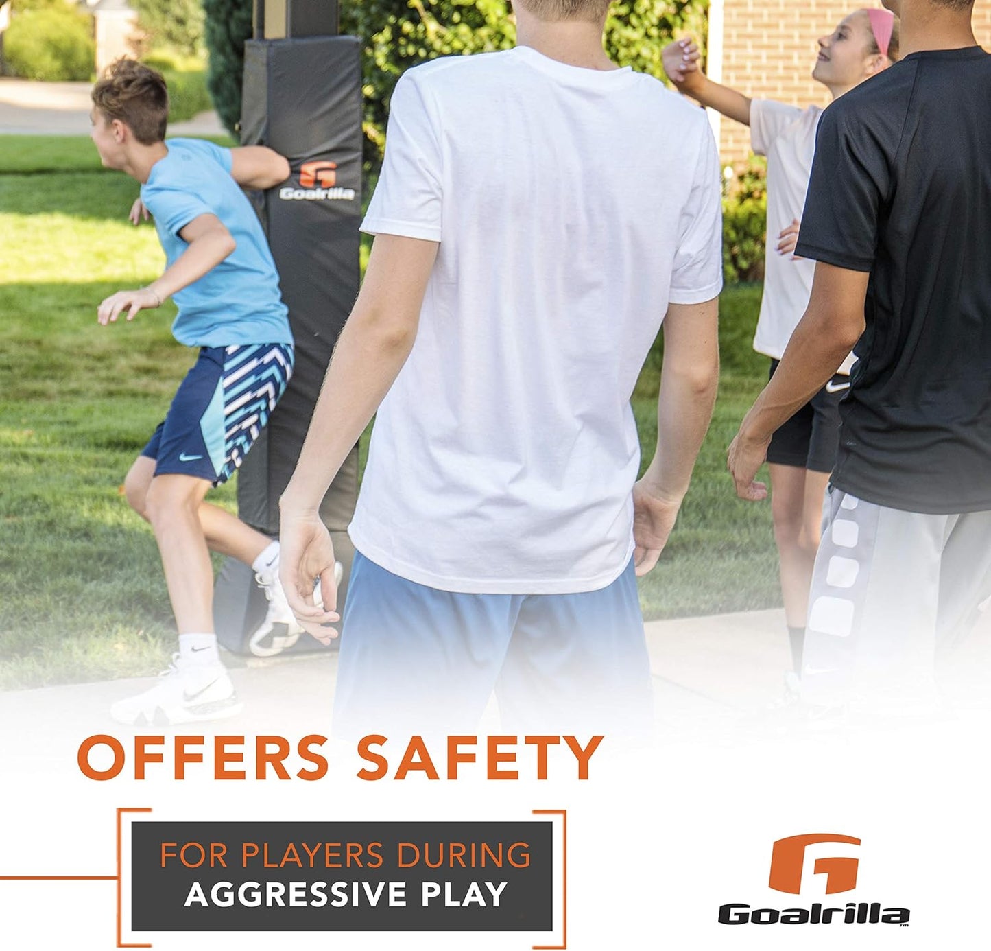 GS54 in Ground Basketball Hoop with 54" Tempered Glass Backboard and Pro-Style Breakaway Rim Bundle with Universal Pole Pad
