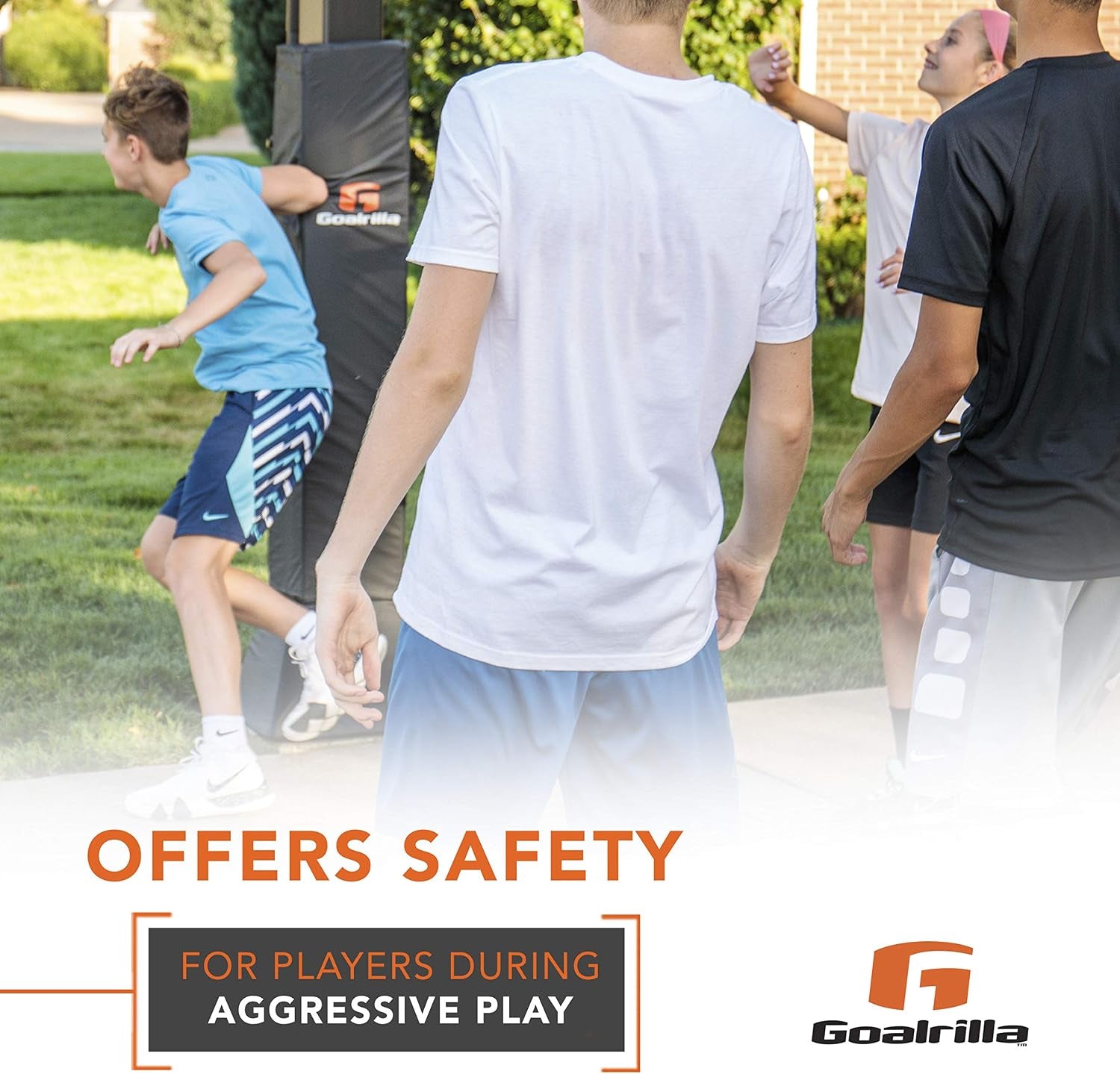 GS54 in Ground Basketball Hoop with 54" Tempered Glass Backboard and Pro-Style Breakaway Rim Bundle with Universal Pole Pad