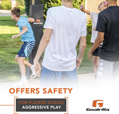 GS54 in Ground Basketball Hoop with 54" Tempered Glass Backboard and Pro-Style Breakaway Rim Bundle with Universal Pole Pad