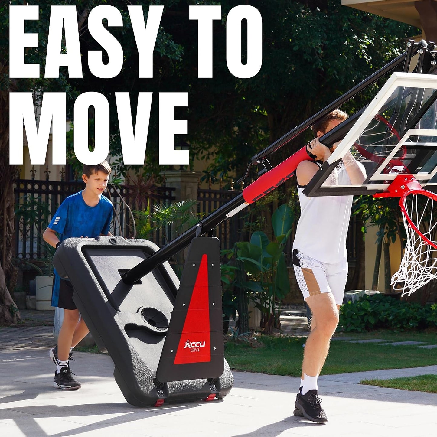 Portable Basketball Hoop 7.5-10Ft Adjustable 44”-54" Backboard