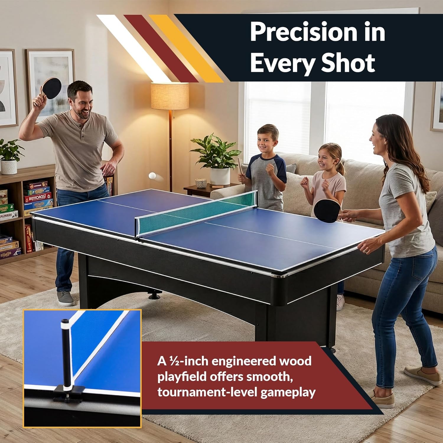 Maverick 7 Foot Pool Table with Table Tennis Top – with Accessories for Both Games – Space-Saving Ping Pong and Pool Table Combo for Families – Matte Black Finish
