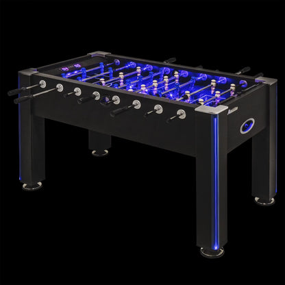Azure LED Light up Foosball Table with Interactive Inrail LED Lighting and Cascading Effects Paired with in Game Music