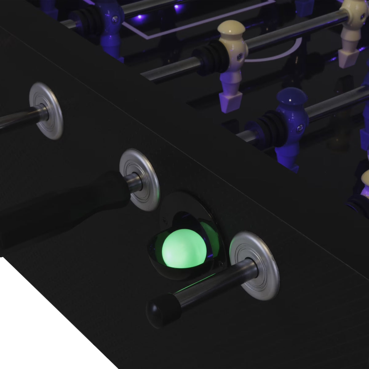 Azure LED Light up Foosball Table with Interactive Inrail LED Lighting and Cascading Effects Paired with in Game Music