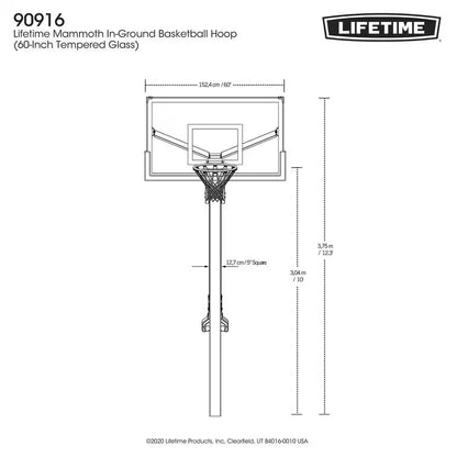 60 In. Tempered Glass Mammoth Bolt down Basketball Hoop