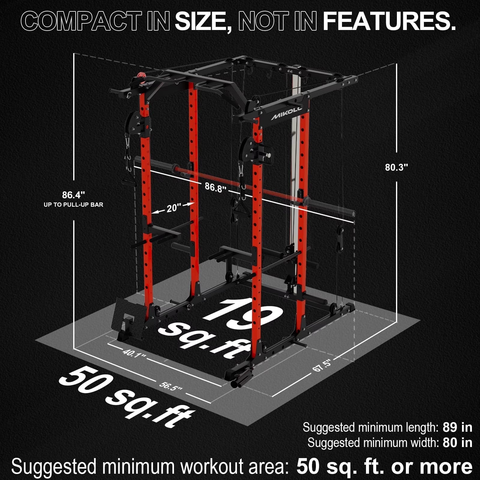 Power Rack Cage, 1500LBS Weight Cage with 1200LB Capacity Adjustable Weight Bench, 1500LB Capacity Barbell and 230LB Colorful Weight Plate Set Red