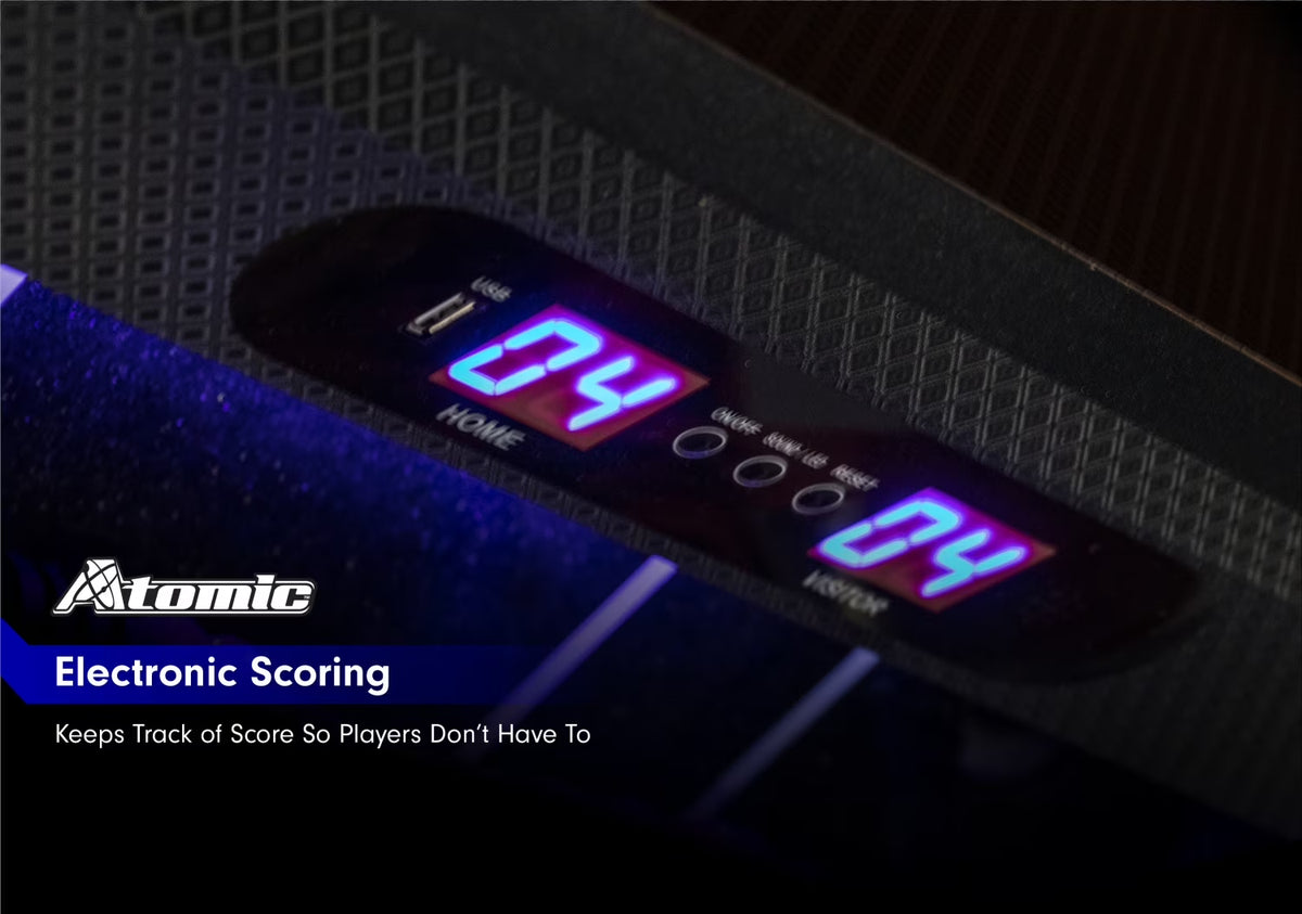 Azure LED Light up Foosball Table with Interactive Inrail LED Lighting and Cascading Effects Paired with in Game Music