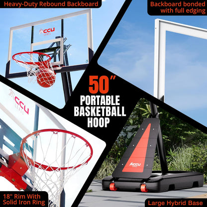 Portable Basketball Hoop 7.5-10Ft Adjustable 44”-54" Backboard