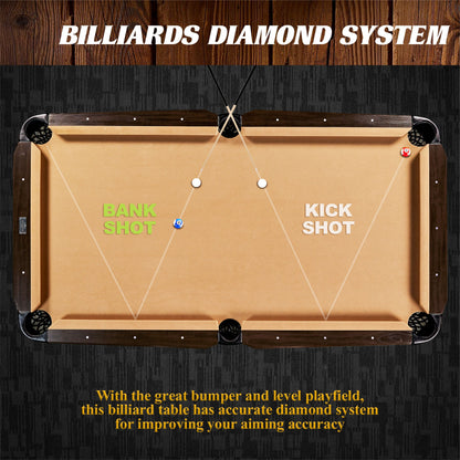 7.5 Ft Pool Table Set with Cue Rack & Dartboard, Tan