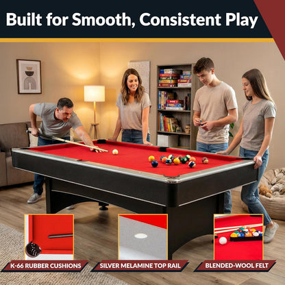 Maverick 7 Foot Pool Table with Table Tennis Top – with Accessories for Both Games – Space-Saving Ping Pong and Pool Table Combo for Families – Matte Black Finish