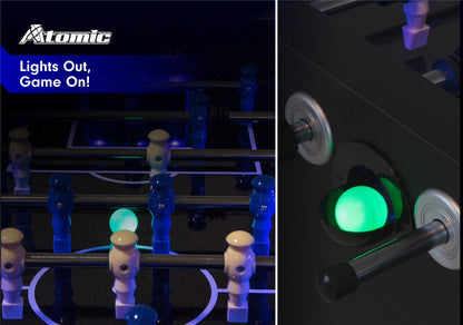 Azure LED Light up Foosball Table with Interactive Inrail LED Lighting and Cascading Effects Paired with in Game Music
